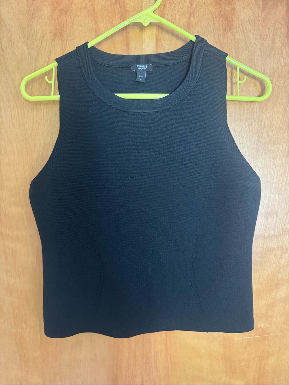 Express Black Sleeveless Knit Contour Tank Top - Medium